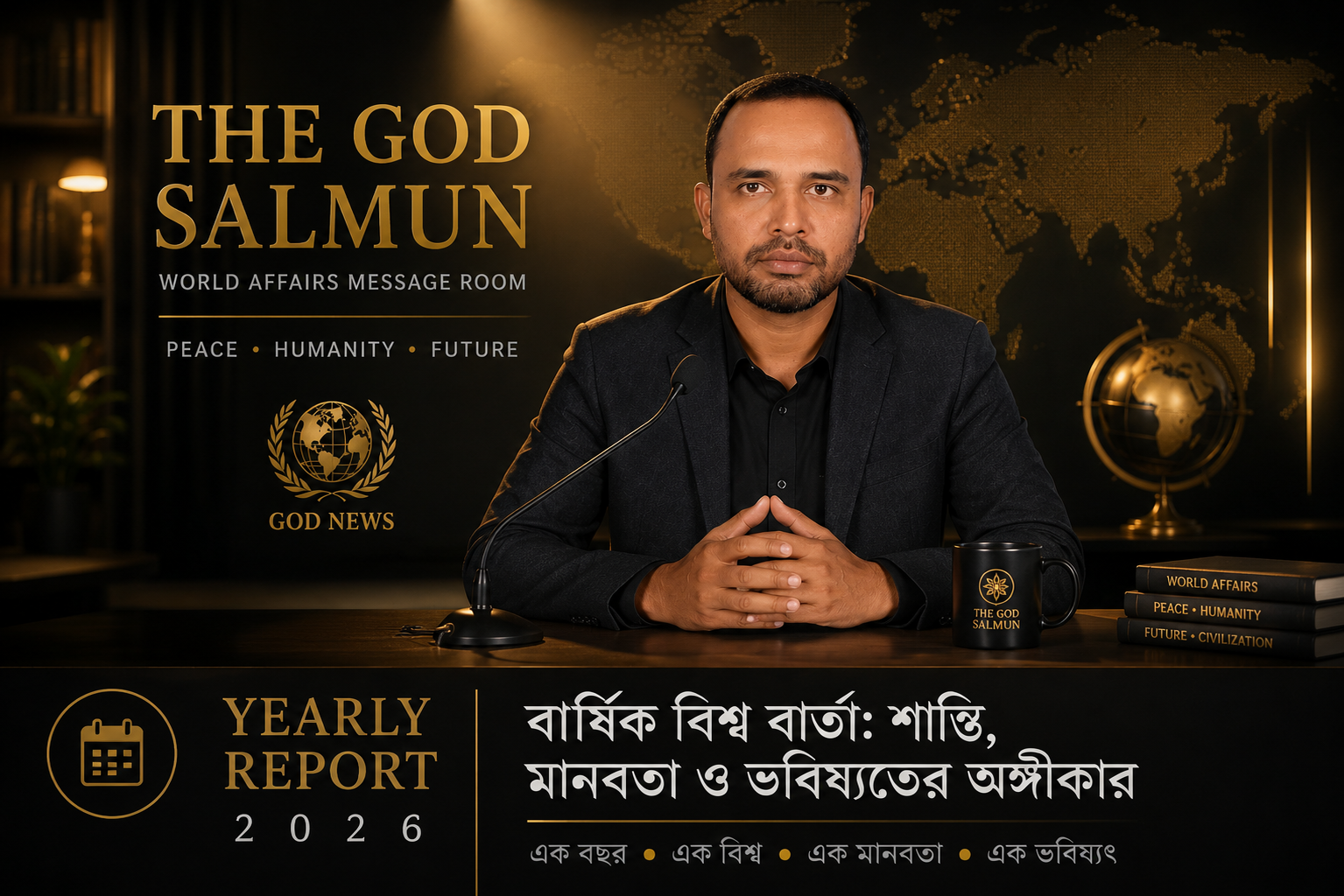🌎 GOD NEWS — YEARLYশিরোনামGOD NEWS Yearly — ২০২৬: একটি পরিবর্তনশীল বিশ্বের বার্ষিক পর্যালোচনাExcerpt২০২৬ সাল বিশ্ব রাজনীতি, অর্থনীতি, প্রযুক্তি, পরিবেশ এবং মানবিক সম্পর্কের ক্ষেত্রে পরিবর্তনের একটি গুরুত্বপূর্ণ অধ্যায়। এই বার্ষিক প্রতিবেদনে পুরো বছরের প্রধান প্রবণতা, ঝুঁকি, ইতিবাচক পরিবর্তন এবং আগামী দিনের সম্ভাবনা পর্যালোচনা করা হয়েছে।